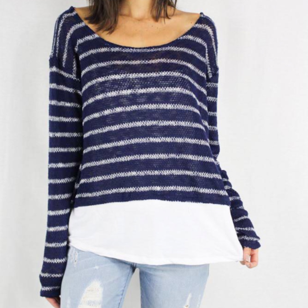 NEW Knit Multi-Media Long Sleeve Sweater